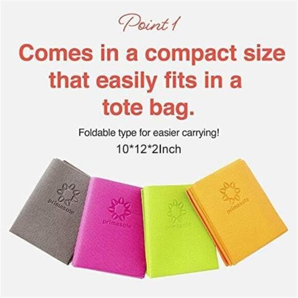 Folding Yoga Travel Pilates Mat Foldable Easy to Carry to Class Beach Park - Picture 2 of 7